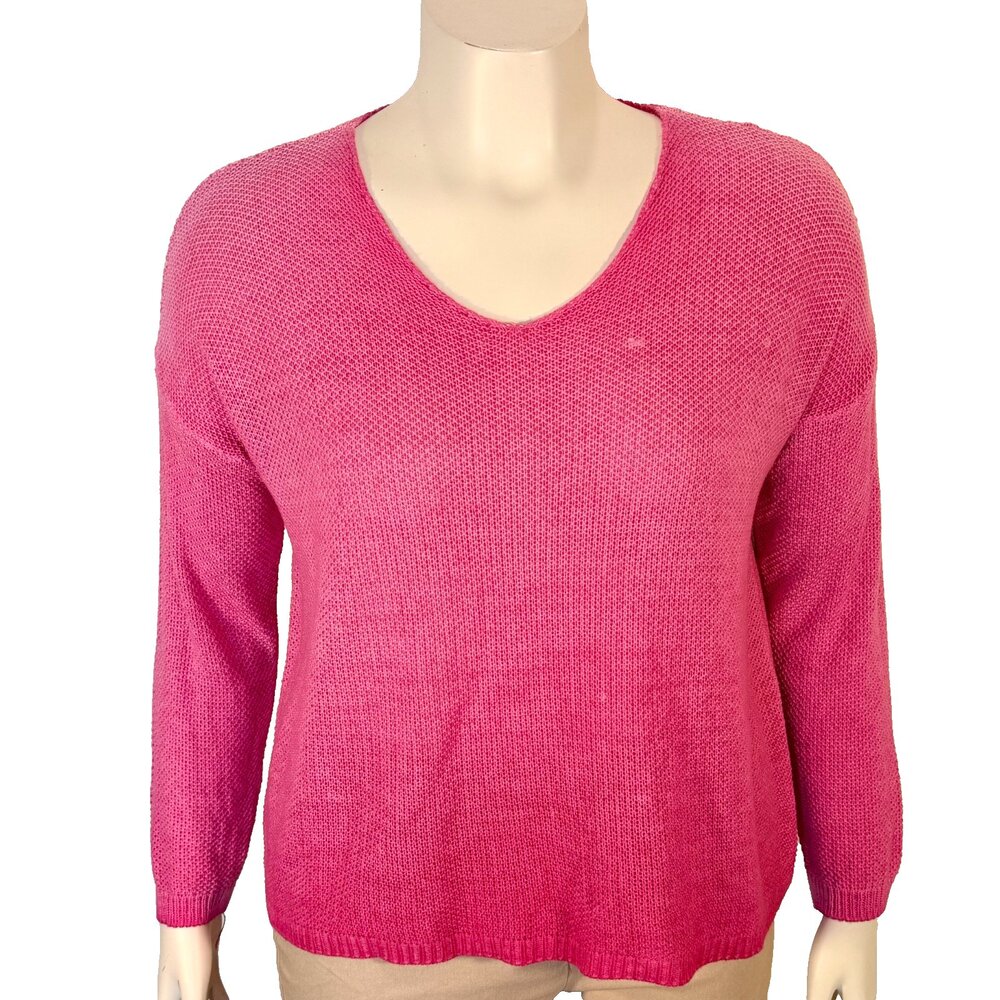Gigi Moda Daria Batwing Sweater Womens L Pink Ombre Dolman Sleeve Made in Italy